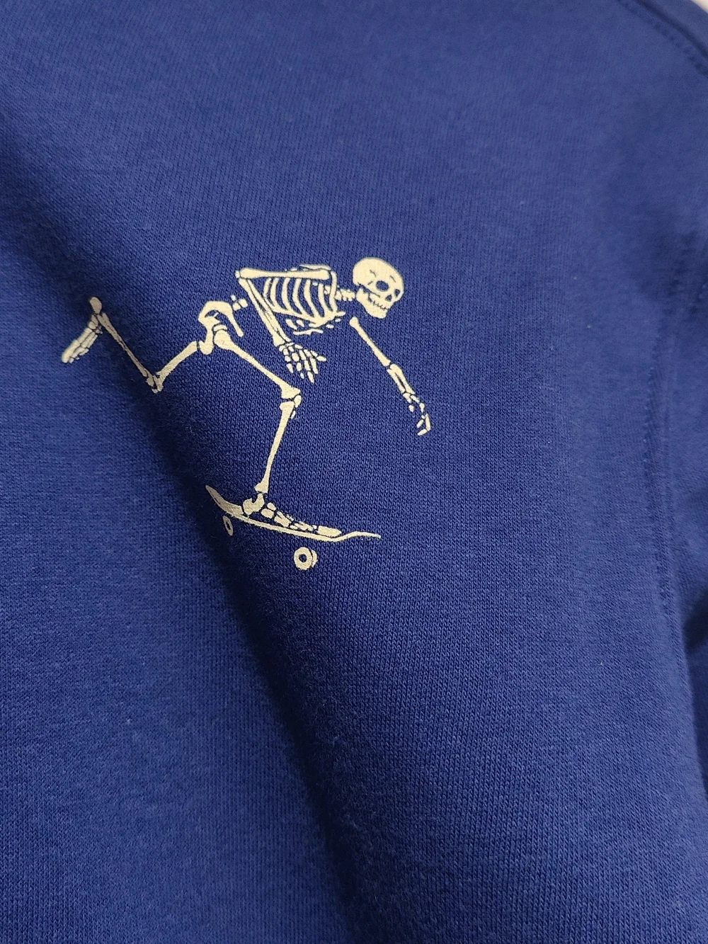 Old Navy Navy Blue Zip Hoodie with Skate Skeleton Detail